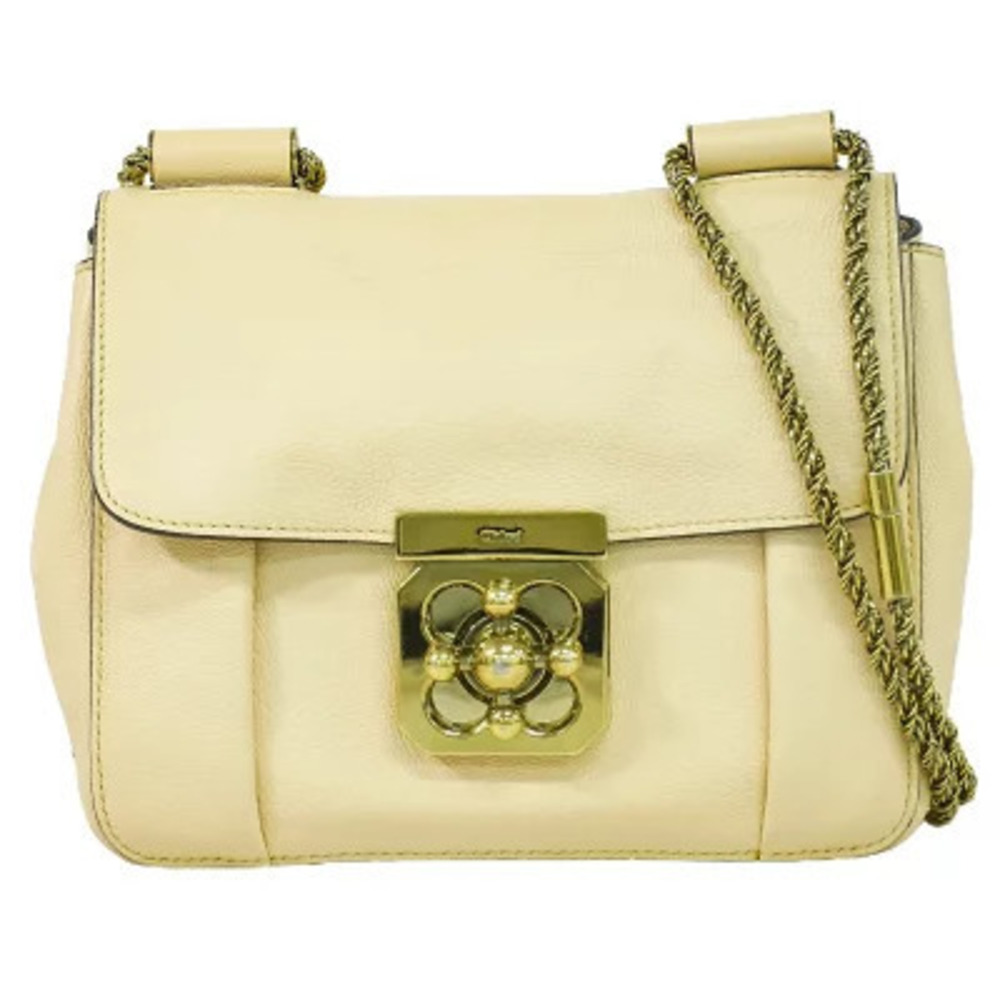 Chloe Elsie Chain Shoulder Bag Leather Beige Tan